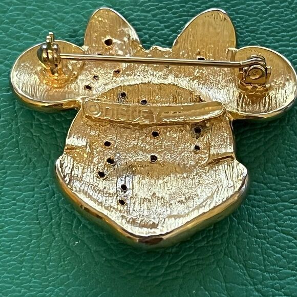 Minnie Mouse Face Crystal Rhinestone Enamel Pin Brooch Pendant Marked Disney - Picture 6 of 9
